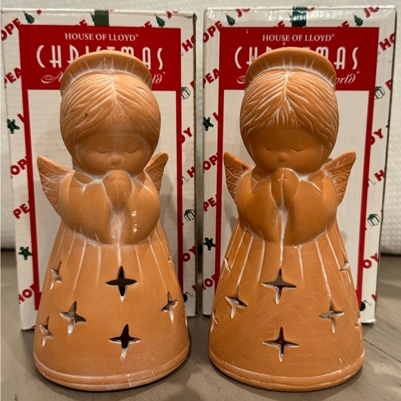 Terracotta Praying Angels- Set of 2 - Picture 1 of 5